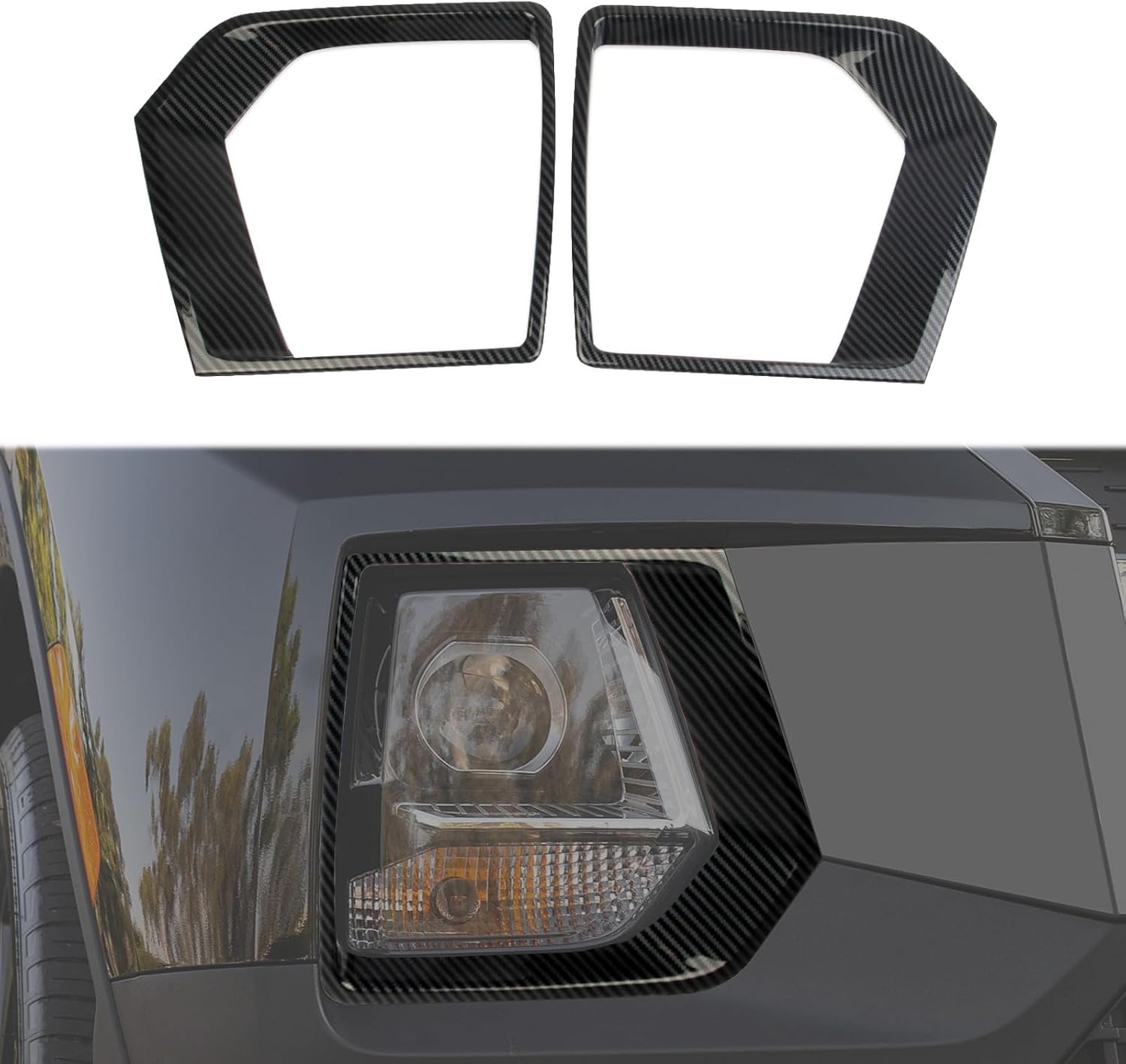 Korlot Carbon Fiber Front Fog Lamp Light Frame Trim Accessories For Hyundai Santa Cruz 2022-2024
