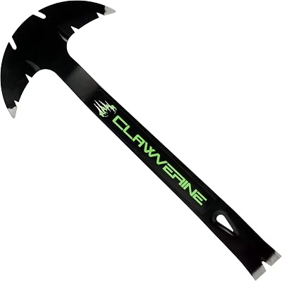 CLAWVERINE 15 Premium Pry Bar Crowbar Tool, Patented Head With 6 Nail Pullers, Teardrop Nail Puller, Wonder Bar Used For Roofing Shingles Removal Without shinglestep-flashingwall damage