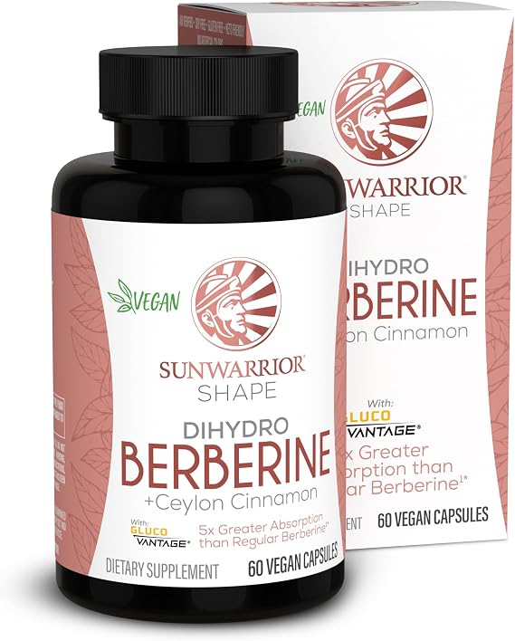Sunwarrior Berberine Supplement with Ceylon Cinnamon and Dihydroberberine Capsules, 60 Count Bottle, 30 Servings