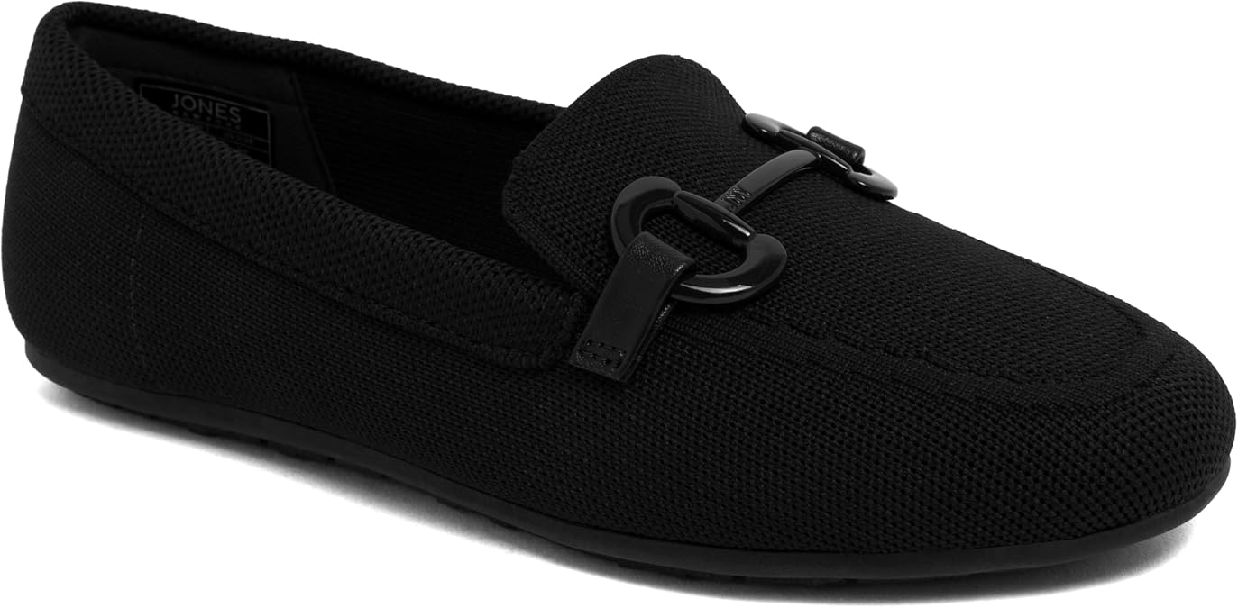 Jones New York Womens Classic Loafer Flats, Slip-On Dress Shoes with Gold-Tone Bit Hardware, Cushioned Insole for Work, Office, and Everyday Wear