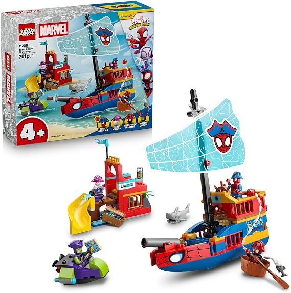 LEGO Marvel Spidey ve Arkadaşları Spidey Takımı Korsan Gemisi 11208 | 4 Yaş ve Üzeri Çocuklar için Minifigür İçeren Yaratıcı Oyuncak Yapım Seti, Çocuklar için Hediye Fikri (201 Parça)