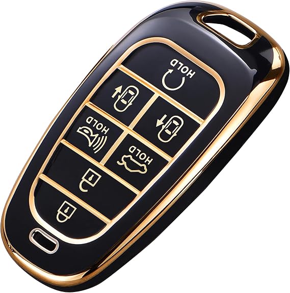 Montague for Hyundai Key Fob Cover, Premium TPU Key Case shell for 2024 2023 2022 Hyundai Sonata, Santa Fe, Nexo, Tucson Remote Smart Car Key Fob Protector(7 Buttons Black)