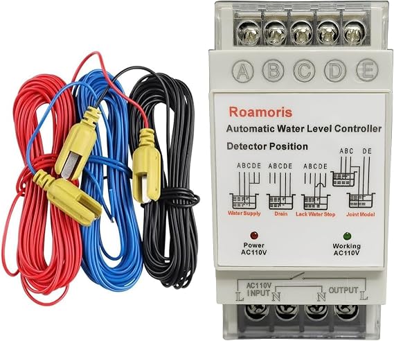 Automatic Water Level Controller,Liquid Level Sensor ,Auto 110V Pump Float Switch Relay ,Pump Control with 6.5ft Detector,4 Modes NC01