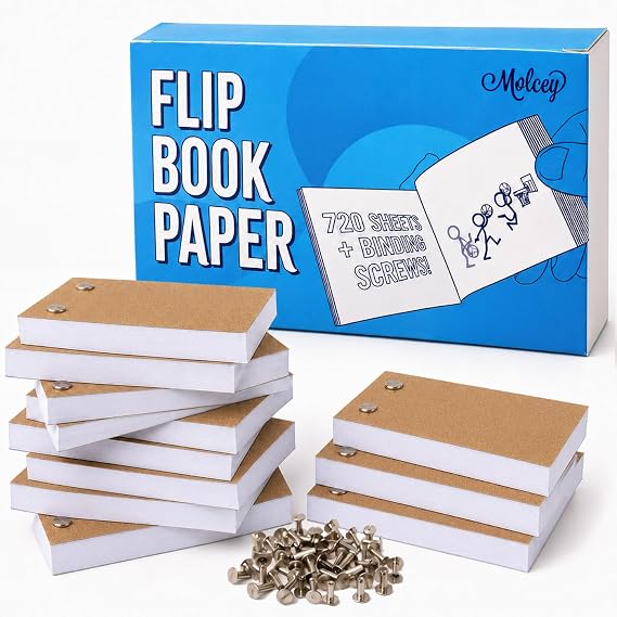 Blank Flipbook Paper With Holes - 1480 Pages (720 Sheets) for Drawing, Stop Motion Animation, Comic Book - Flip Book Kit for Kids
