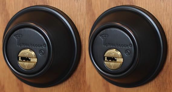 Set of 2 High Security Mul-T Lock Cronus Junior Deadbolts with 5 Keys (Both keyed Alike) (Oil Rubbed Bronze)