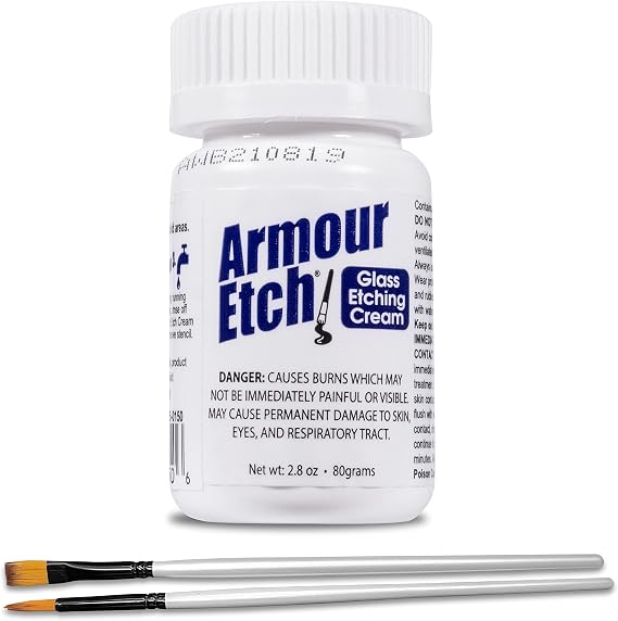 Armour Etch Glass Etching Cream Starter Size 2.8oz with Moshift Applicator Brush