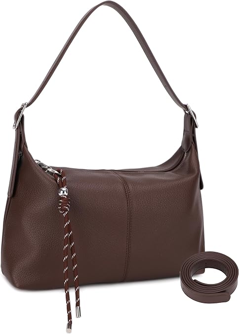 Shoulder Bag for Women - Crossbody Bag for Women, Slouchy Medium Shoulder Purse with Cute Keychain Charm & Adjustable Strap