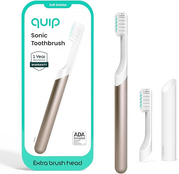 Quip Sonic Electric Toothbrush, Extra Brush Head, Metal Handle, Dawn