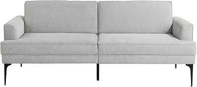 Serta® Paulsen 83.1 Split Back Convertible Futon Sofa, Dreamcoil® Comfort, FingerGuard® Pinch Point Protection, Woven Polyester Fabric, Light Gray