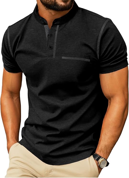 Sailwind Mens Henley Shirts Short Sleeve Summer Casual Classic Cotton T Shirts Pocket Button Shirt