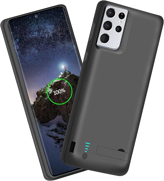 Sitong Battery Case for Samsung Galaxy S21 Ultra 5G, 5000mAh Rechargeable Extended Battery Charging Charger Case, Add 100% Extra Juice (6.8 Inches) Black