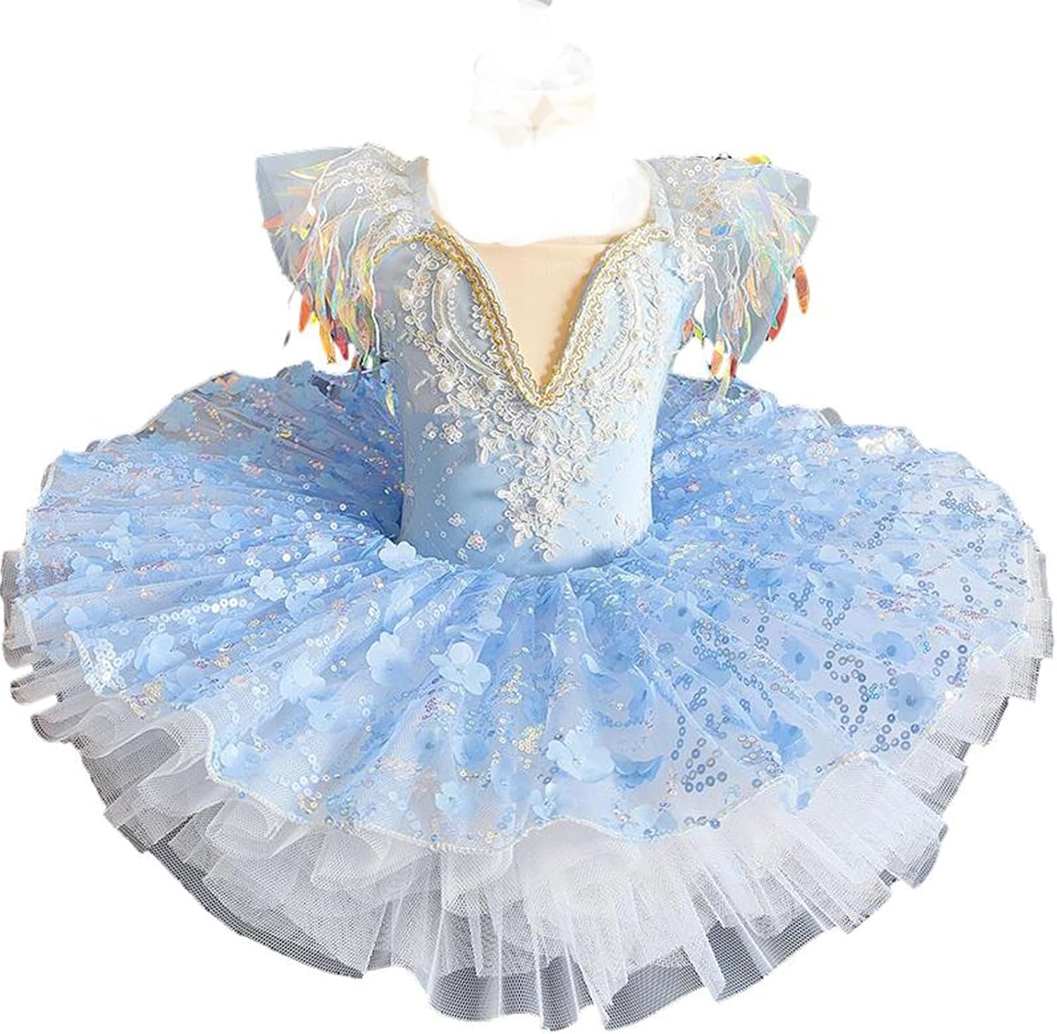 OTMYIGO Girls Professional Ballet Tutu Dress Kids Platter Pancake Swan Lake Ballerina Stage Dance Party Costume