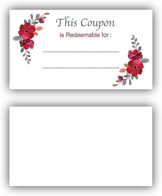 Gift Coupon Cards 3.5x2 Inch (100 Pack) DIY Gift Certificates & Vouchers for Holidays, Employee Rewards, Business Promotions Blank Thick Paper with Space to Personalize