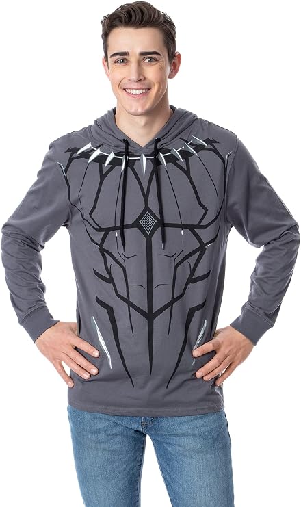 Marvel Men's Black Panther Costume Lightweight Adult Pullover Hoodie