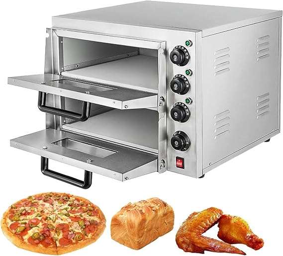 Electric Pizza Oven Commercial Single Deck/Double-Deck Pizza Drawer Toaster Oven Countertop Stainless Steel Multipurpose Snack Toaster Oven