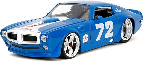 Jada Big Time Muscle Chevron 1:24 1972 Pontiac Firebird Die-Cast Car, Toys for Kids and Adults(Blue)