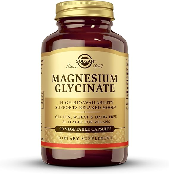 Solgar Magnesium Glycinate - 90 Vegetable Capsules - Vegan, Gluten & Dairy Free - 90 Servings