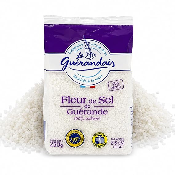 Le Guerandais Fleur de Sel French Sea Salt from Guerande, France - Celtic Salt Hand Harvested Fleur de Sel Salt, Premium Natural Finishing Salt 8.8 oz