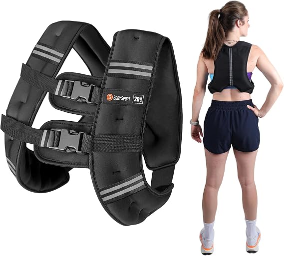 Body Sport Weighted Vest, 20 lb. - Adjustable Fitness Vest for Strength Training, Running, Walking, and Endurance Workouts