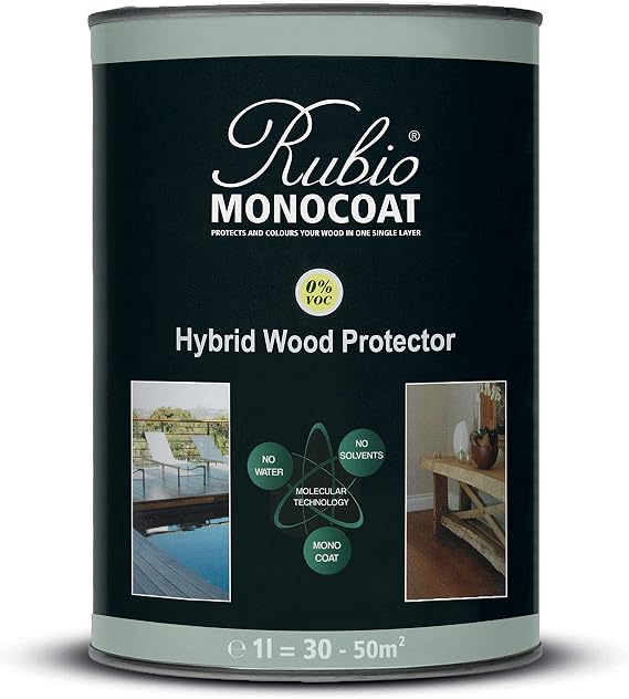 Rubio Monocoat Hybrid Wood Protector 300 ft2 | Exterior Wood Oil Finish, Color & UV Protection for Outdoor Wooden Surfaces & Furniture | 1 L, Autoclave Green