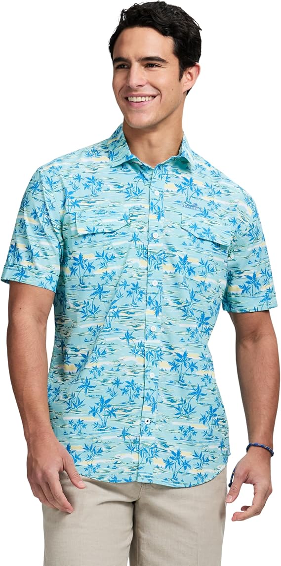 Izod Men's Sunshield Performance Button Down Short Sleeve Shirt