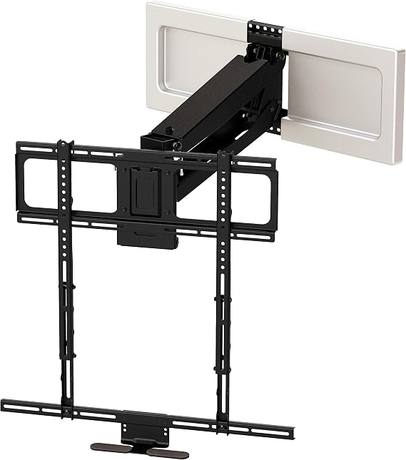 MantelMount MM540 - Above Fireplace Pull Down TV Mount for 44" to 80" Screen TVs to 90 lbs, with Patented auto-straightening, Adjustable Stops, Heat Sensor Handles & Paintable Covers