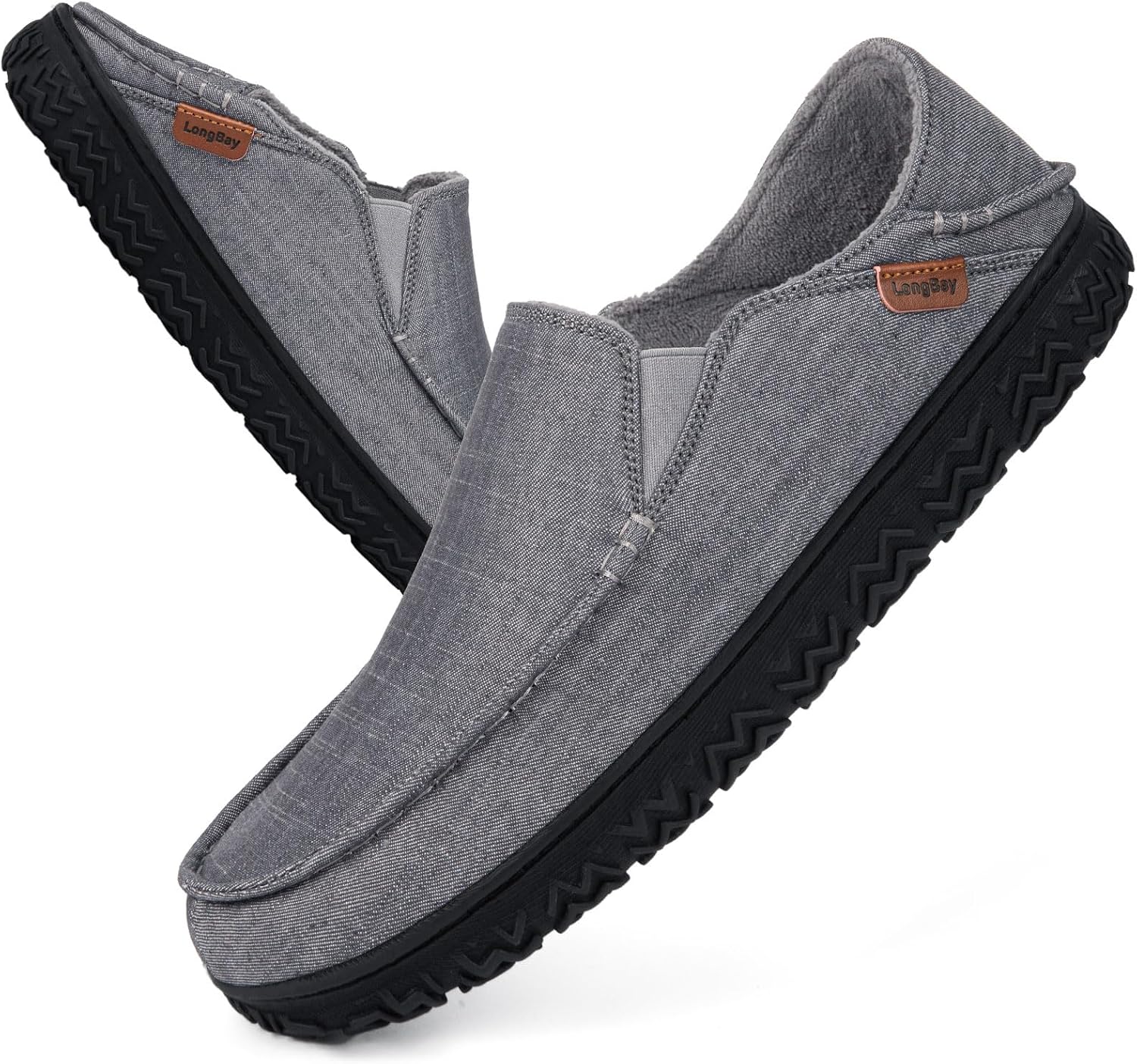 LongBay Mens Moccasin Slippers Cozy Breathable Memory Foam House Shoes for Indoor Outdoor