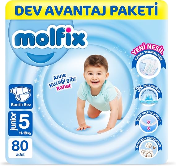 Molfix Kanal Teknolojisi Dev Avantaj Paketi 5 Beden Junior 80 Adet