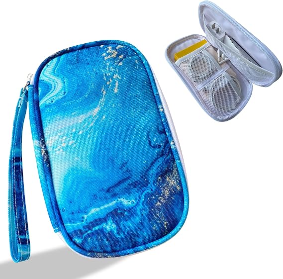 Electronics Organizer Travel Case, Cable Organizer Travel Essentials Tech Pouch,Suitable for Charger, Cable, Phone,Flash Drive,Blue Marble