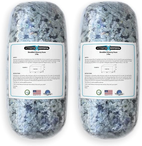 Xtreme Comforts 10 LBS Bean Bag Filler w/Shredded Memory Foam Filling - Stuffing Material for Couch Pillows, Cushions, Bean Bag Refill Poly Fil/Polyfill Stuffing Needs (Ten Pounds)