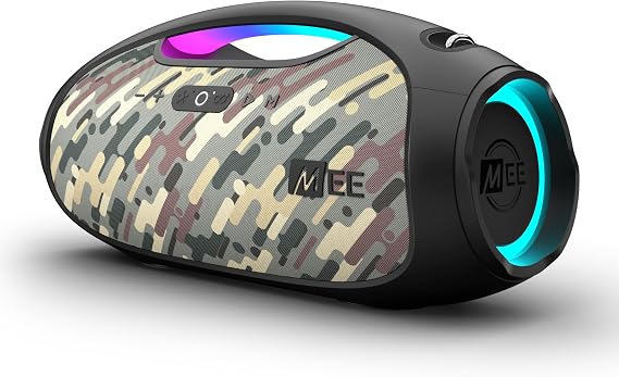 MEE Audio PartySPKR Bluetooth Wireless Speaker, Powerful 60W RMS Stereo Sound, 2 Subwoofers, Portable Speaker for Outdoor, Camping, Beach, Camo