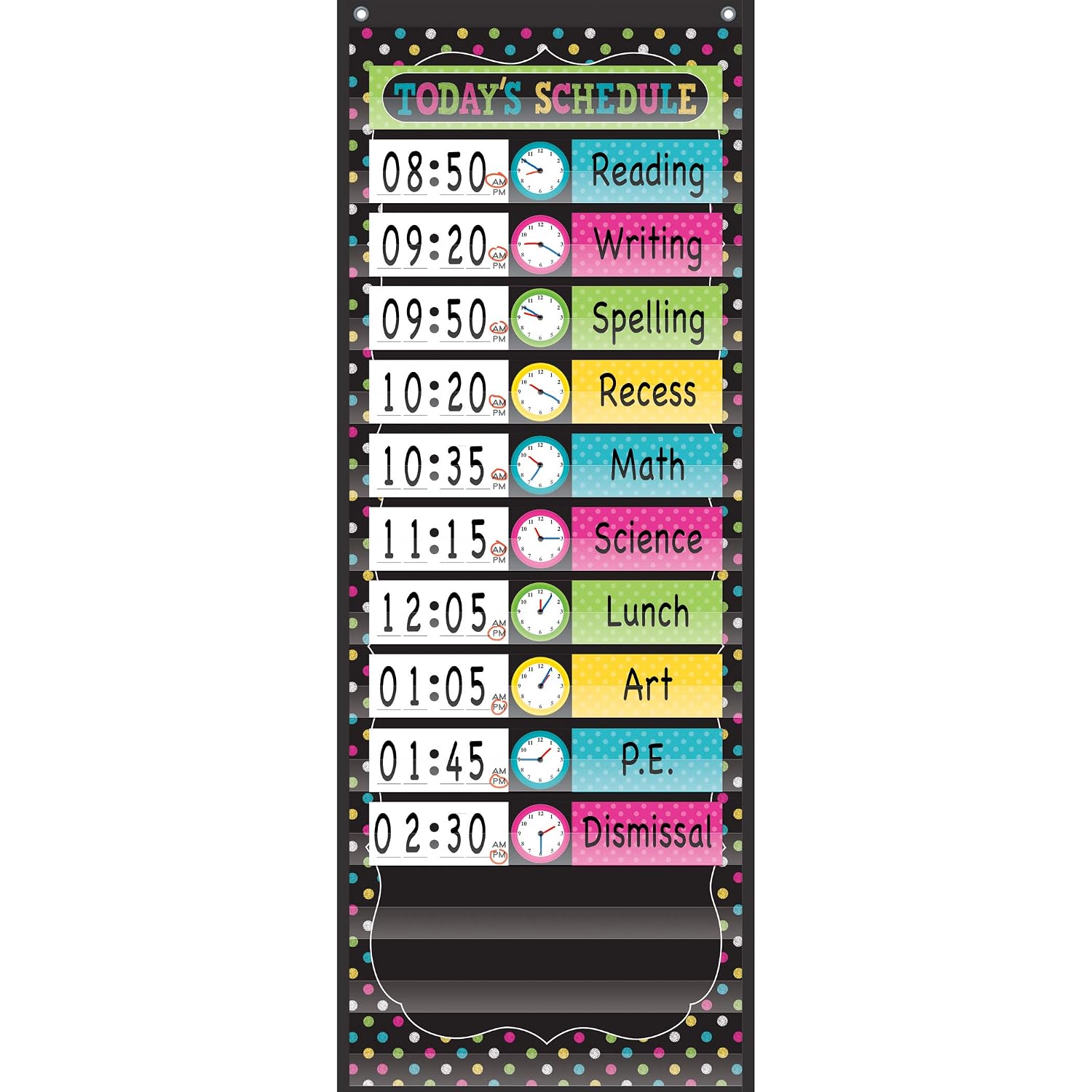 Teacher Created Resources TCR20752 Chalkboard Brights 14 Pocket Daily Schedule, NylonVinyl, Black