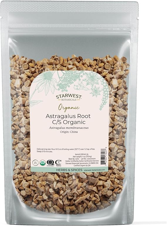 Starwest Botanicals Organic Astragalus Root, Cut & Sifted - 4 oz Pouch