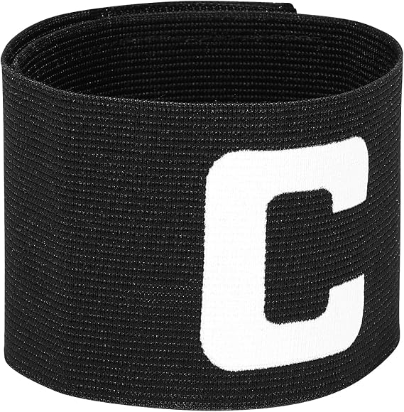 LIOOBO Soccer Captain Armband Nylon Football Bands for Adult Youth, Adjustable Soccer Rugby Basketball Player Bands, Black (13 x 7 x 0.8cm)