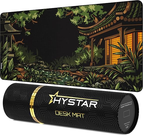 Hystar Extended Gaming Mouse Pad | 5mm Thick, Waterproof Surface, Smooth Polyester Fabric, and Natural Rubber Base | Midori (L 45" x 20")