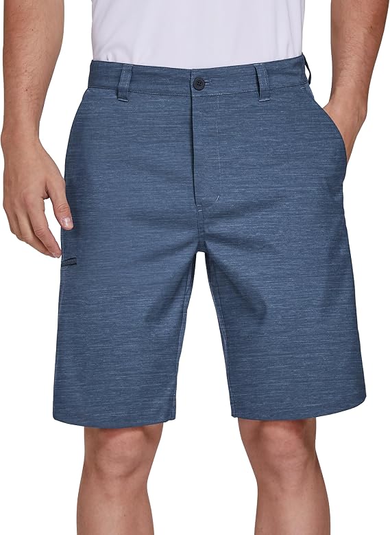 PULI Men's Golf Hybrid Dress Shorts Stretch Flat Front Quick Dry 10 Inseam