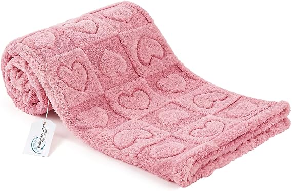gogobunny Pet Blanket for Dogs Cats, 300GSM Ultra Soft Coral Fleece Blanket, Washable Small Dog Cat Blanket, Calming Crate Mat, Furniture Protector for Couch Bed Car Seat, Pink, 30x40IN