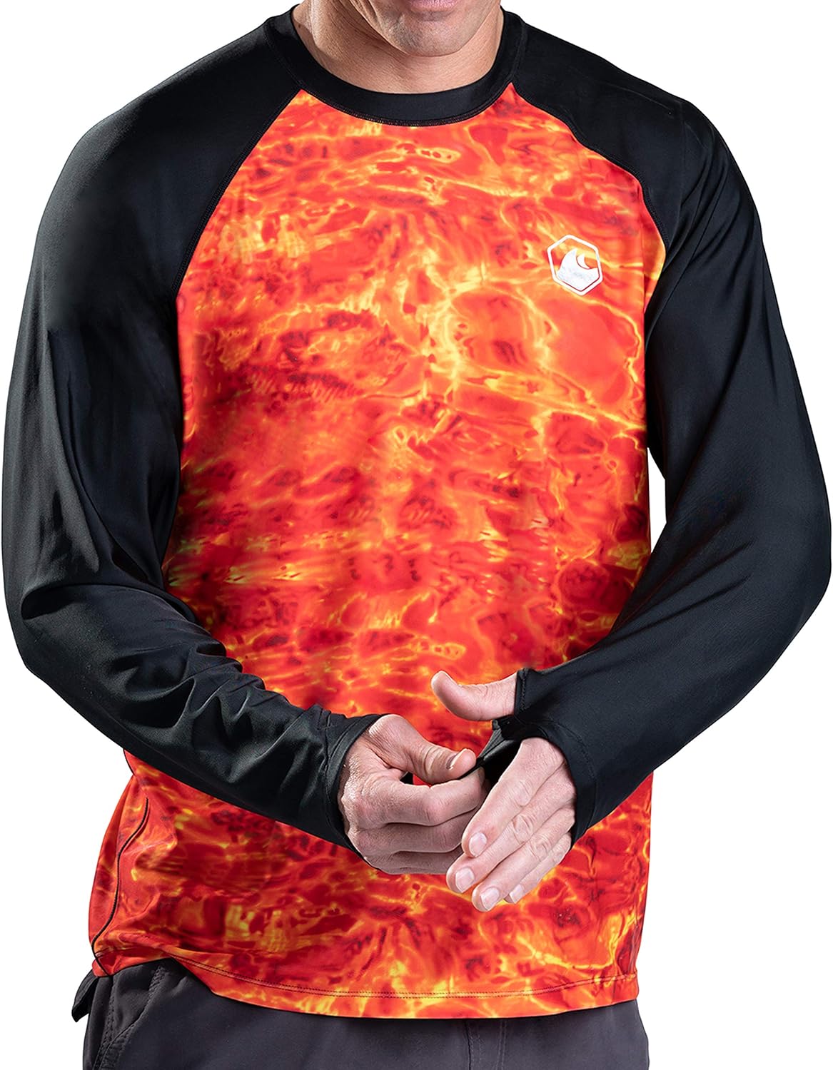 Aqua Design Mens Rash Guard Long Sleeve with Thumb Holes: Wet Suit Shirt for Men