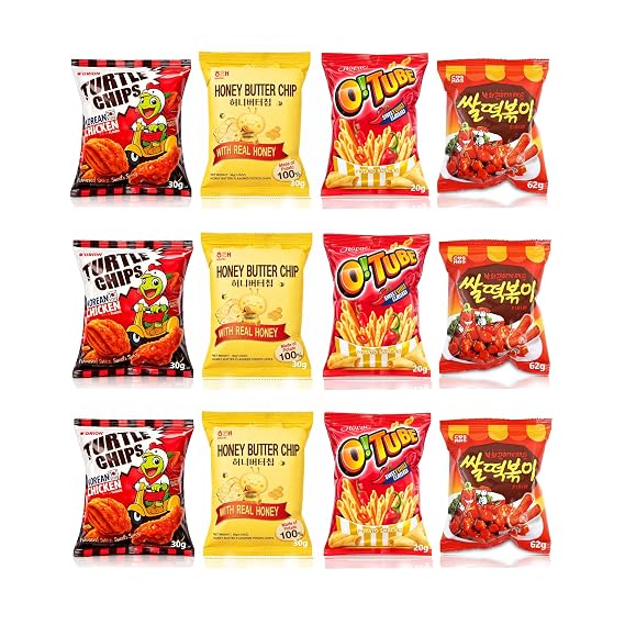 Gong Joo Mama Korean Assorted Mini Size Pack Snack Box Variety Pack (4 Flavor x 3 Pack)