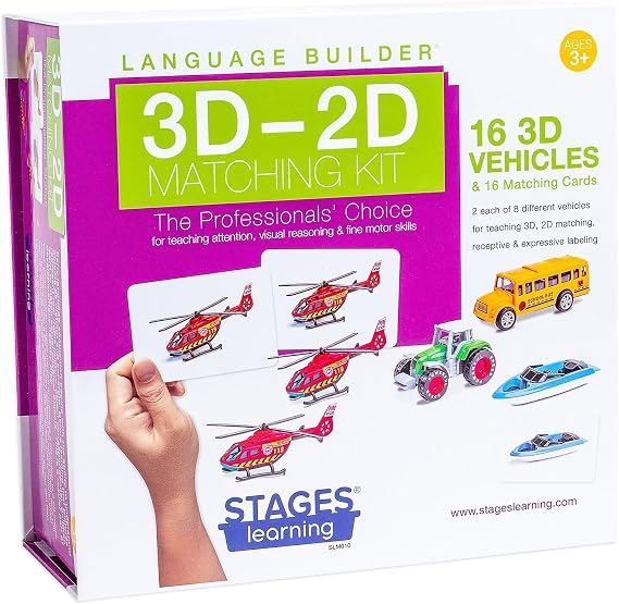 Stages Learning Language Builder 3D-2D Vehicles Matching Kit for Autism Education & Aba Therapy, Multi (SLM010)