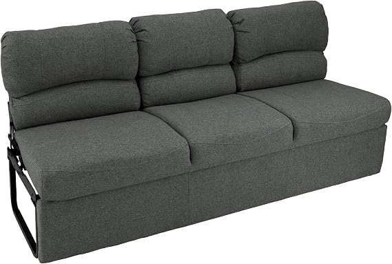 RecPro 72" RV Jackknife Sleeper Sofa with Drop-Down Console | Cloth Fabric | 2 Colors to Choose from | Furniture for RV and Camper (Fossil Cloth)