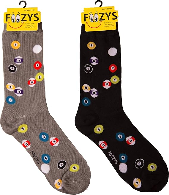 Foozys Mens Billiards Cool Sports Novelty Crew Socks | 2 Pair