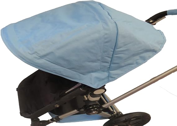 Light Blue Sun Shade Canopy with Wires and Under Seat Storage Basket Plus Free Handle Bar Covers for Bugaboo Cameleon 1, 2, 3, Frog Baby Child Strollers