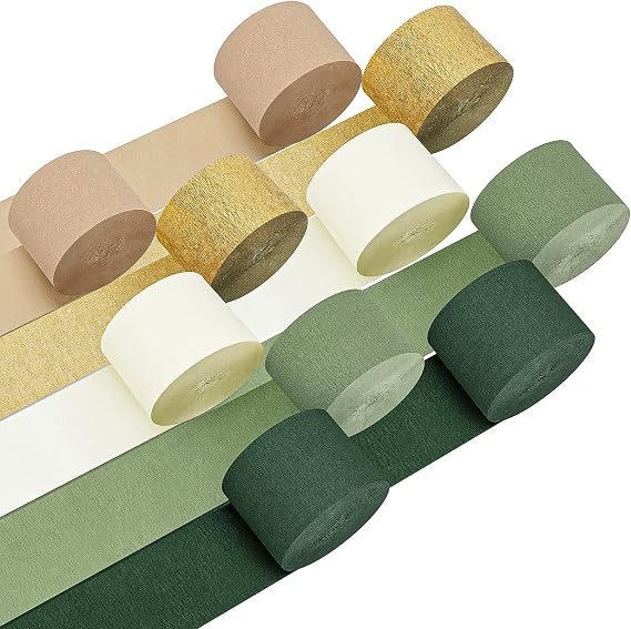 Kisston 10 Rolls Crepe Paper Party Streamers, 820 ft, Green, Sage Green