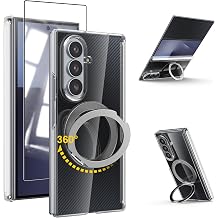 Case for Samsung Galaxy Z Trifold + Screen Protector, 360 Magnetic Ring Stand [Compatible with Magsafe] [Anti-Yellowing] [Hinge Protection] Clear Phone Cover for Z Trifold - Transparent