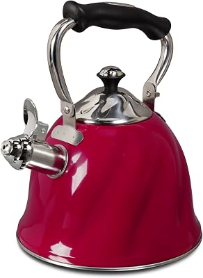 Mr Coffee Alderton Whistling Tea Kettle, 2.3 Quarts, Red