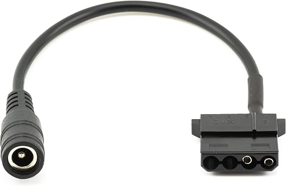 CRJ Female DC 12V 4-Pin Molex Power Adapter Cable - 6-inch (15cm), Black Sleeved - Power ATX 4-Pin Peripheral Molex Devices with a 12V 5.5mm x 2.1mm DC Barrel Plug Power Supply