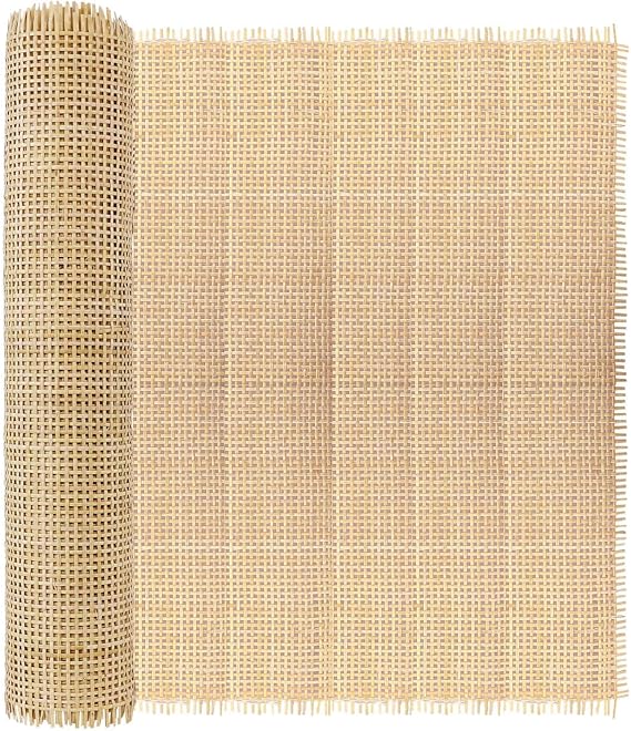 NAMAII 16.5" x10FT Natural Rattan Cane Webbing, Woven Open Mesh Cane Net Roll for DIY Caning Furniture Decor Projects: Chair, Cabinet, Ceiling and Door