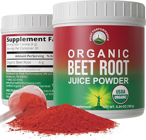 Organic Beet Root Powder. Ultra High Purity Super Food Beets Juice Powder | 100% Pure Nitric Oxide Boosting Beetroot Supplement. Keto, Paleo, Vegan Reds Superfood Rich in Polyphenols.