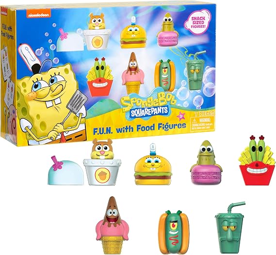 SpongeBob SquarePants Fun with Food 2.5-inch Figure Set, Features 7 Bikini Bottom Buddies, Kids Toys for Ages 3 Up, by Just Play